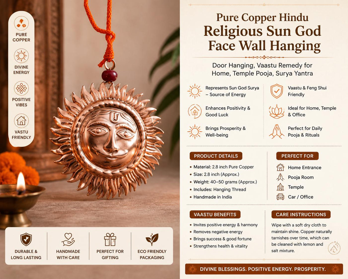 Handmade Copper Sun Face Wall Hanging, Traditional Artisan Metal Décor Accent