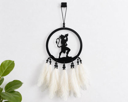 Handmade Black Dream Catcher Car Hanging, Feather Ornament for Rear View Mirror, Boho Hanging Décor, Artisan Decorative Accessory