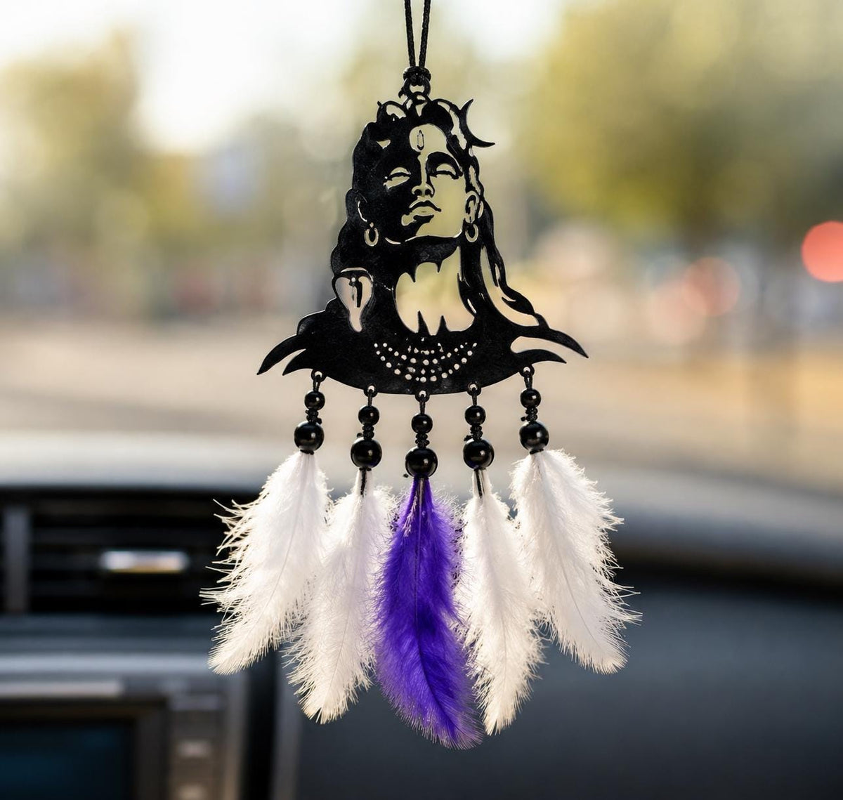 Handmade Black Dream Catcher Hanging, Feather Boho Wall & Car Décor, Artisan Hanging Ornament, Aesthetic Decorative Accessory