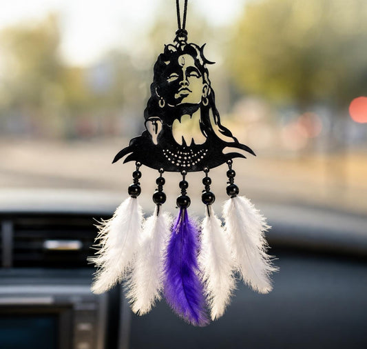 Handmade Black Dream Catcher Hanging, Feather Boho Wall & Car Décor, Artisan Hanging Ornament, Aesthetic Decorative Accessory