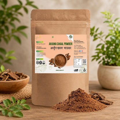 Organic Arjuna Chaal Powder | 100% Pure Arjun Bark Powder | Natural Herbal Supplement | No Preservatives