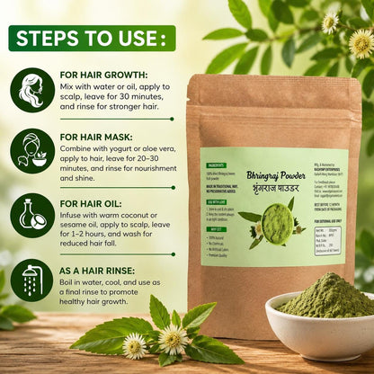 Organic Bhringraj Powder for Hair Growth | Pure Ayurvedic Leaf Powder