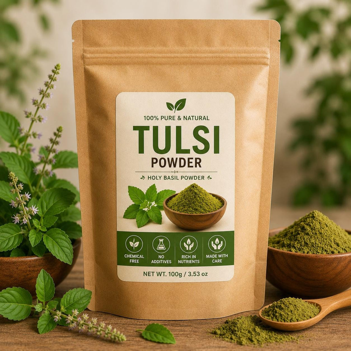 Tulsi Powder | 100% Pure Holy Basil Powder