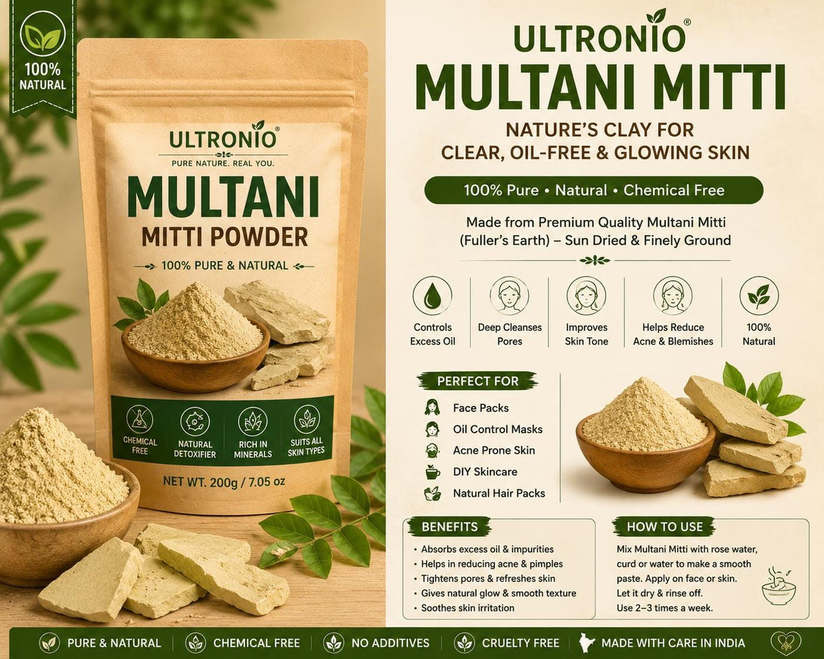 Multani Mitti Powder, Fuller’s Earth Clay for DIY Skincare, Natural Face Pack