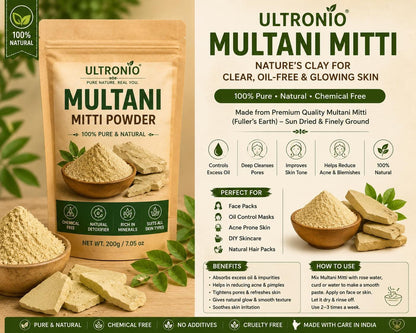 Multani Mitti Powder, Fuller’s Earth Clay for DIY Skincare, Natural Face Pack