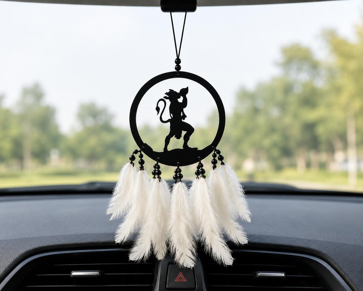 Handmade Black Dream Catcher Car Hanging, Feather Ornament for Rear View Mirror, Boho Hanging Décor, Artisan Decorative Accessory