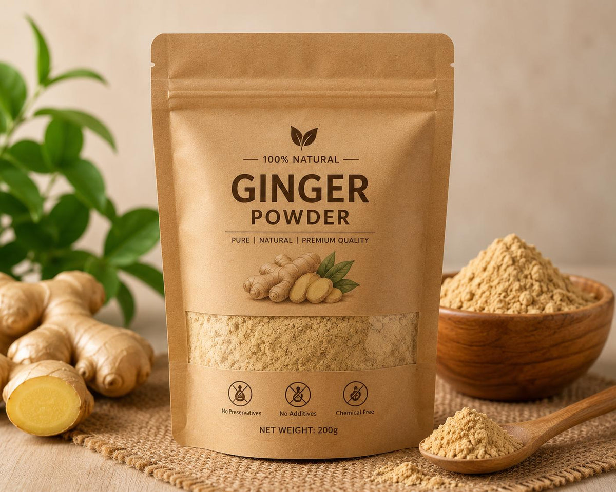 Natural Ginger Powder, Fine Ground Dried Root Spice, Cooking Ingredient, Herbal Blends