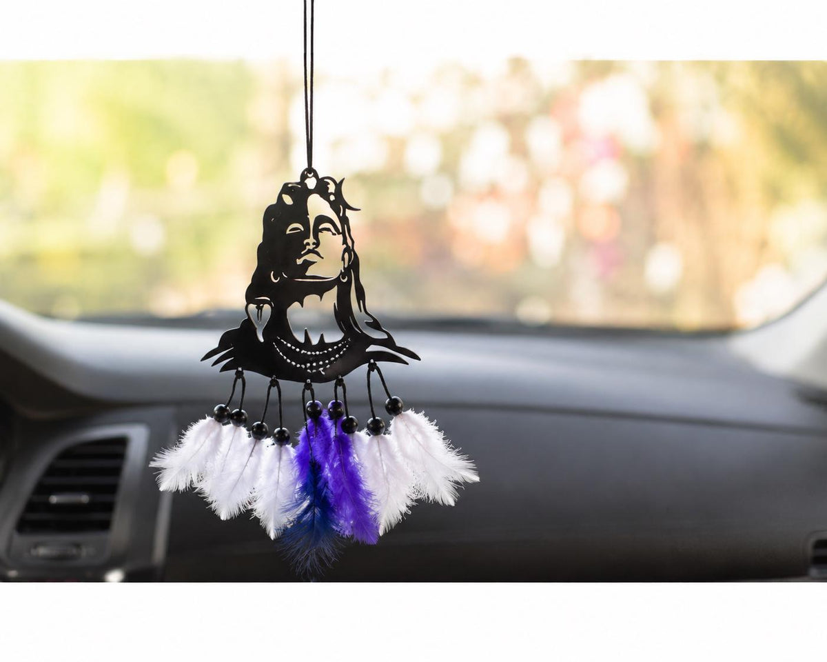 Handmade Black Dream Catcher Hanging, Feather Boho Wall & Car Décor, Artisan Hanging Ornament, Aesthetic Decorative Accessory
