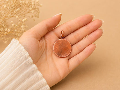 Personalized Copper Disc Pendant Necklace, Minimalist Initial Charm, Artisan Jewelry