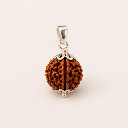 4 Mukhi Rudraksha Pendant | Sterling Silver | Natural Sacred Bead | Spiritual Jewelry