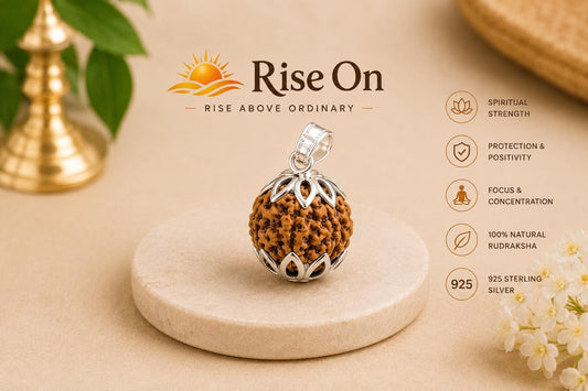 7 Mukhi Rudraksha Pendant | 925 Sterling Silver | Goddess Mahalakshmi Sacred Necklace | Natural Spiritual Jewelry