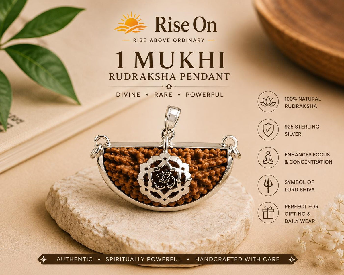 1 Mukhi Rudraksha Pendant | Natural Sacred Bead, 925 Sterling Silver, Lord Shiva Spiritual Necklace