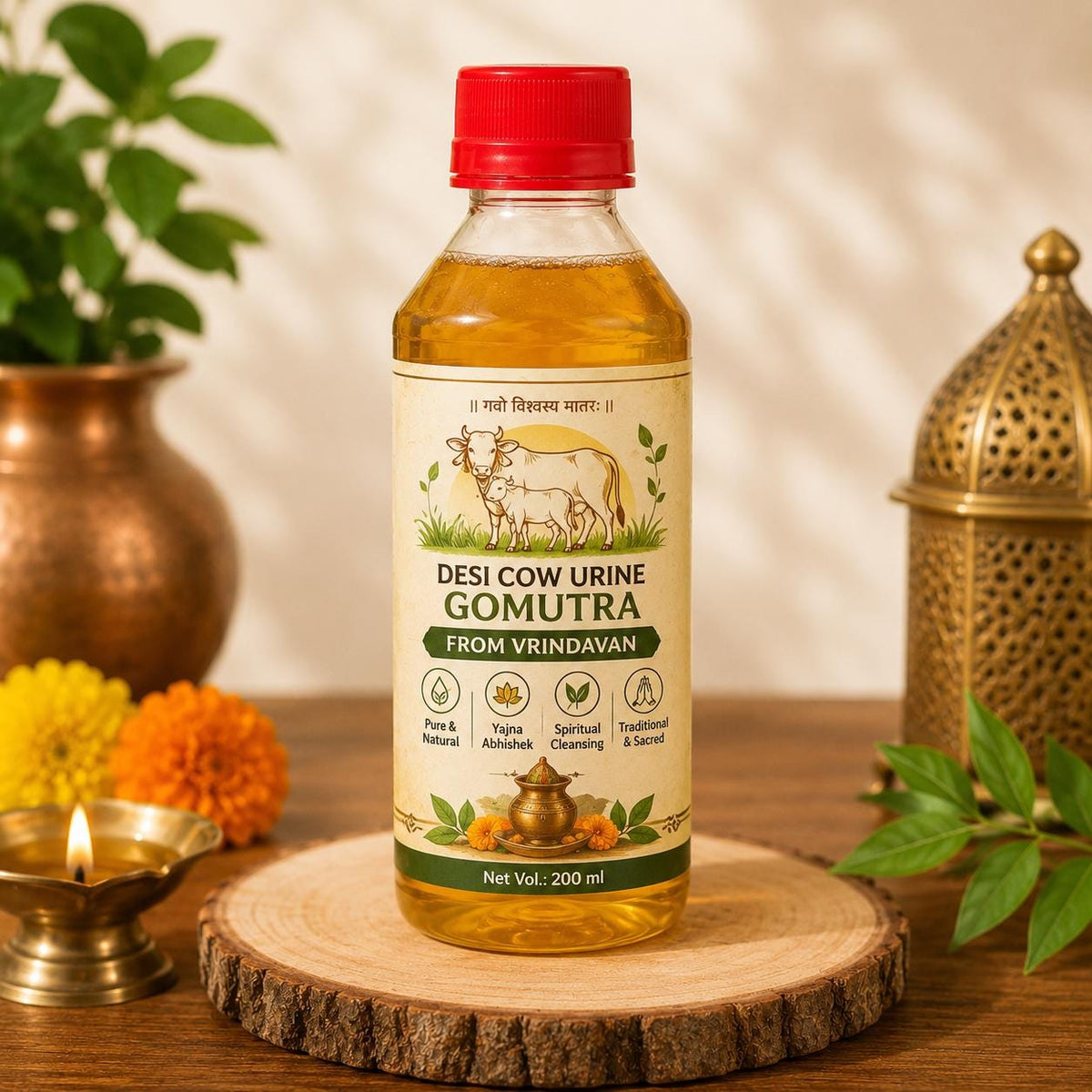 Desi Cow Urine (Gomutra) 200ml – Vrindavan Source for Puja, Abhishek, Yajna