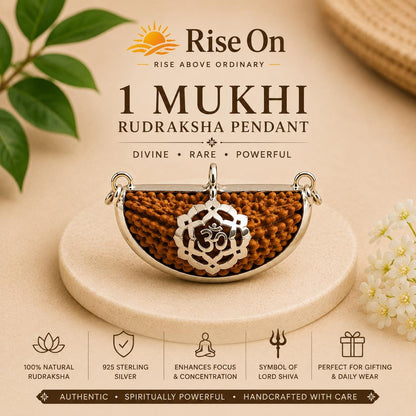 1 Mukhi Rudraksha Pendant | Natural Sacred Bead, 925 Sterling Silver, Lord Shiva Spiritual Necklace