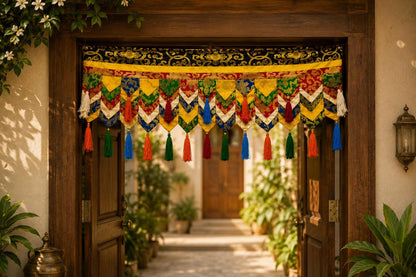 Handcrafted Tibetan Menchi Shamboo Door Hanging | Auspicious Entrance Decor, Buddhist Tassels
