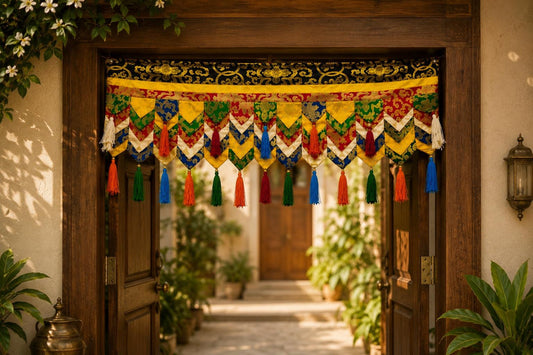 Handcrafted Tibetan Menchi Shamboo Door Hanging | Auspicious Entrance Decor, Buddhist Tassels
