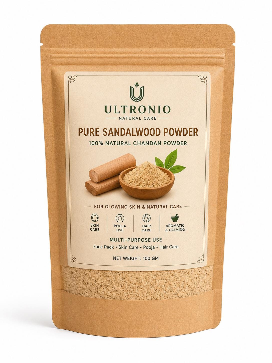 Pure Sandalwood Powder (Chandan) | Natural Face Pack, Pooja Use, Skin Care