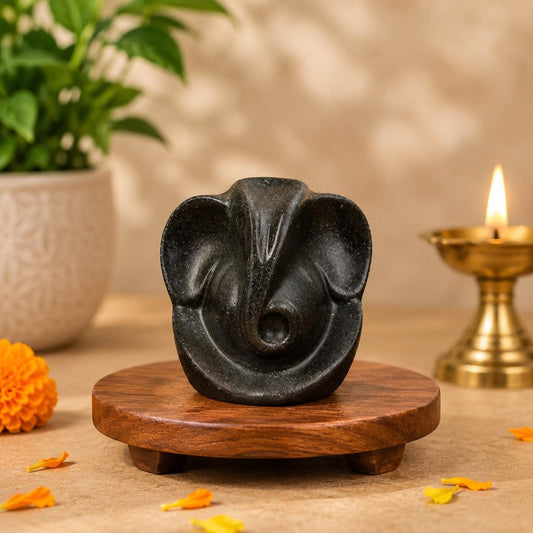 Hand-Carved Pyrite Ganesha Idol | Natural Crystal Statue for Home Temple, Meditation Altar