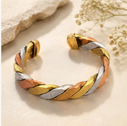 Pure Ashtadhatu Twisted Bangle | Adjustable 8-Metal Indian Cuff Bracelet