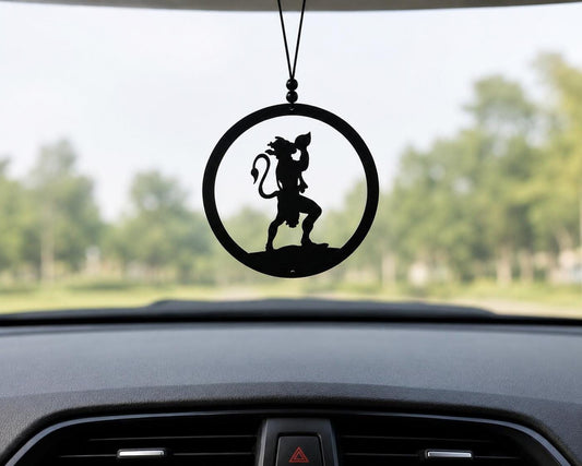 Jai Hanuman Car Hanging Pendant | Black Spiritual Rear View Mirror Charm