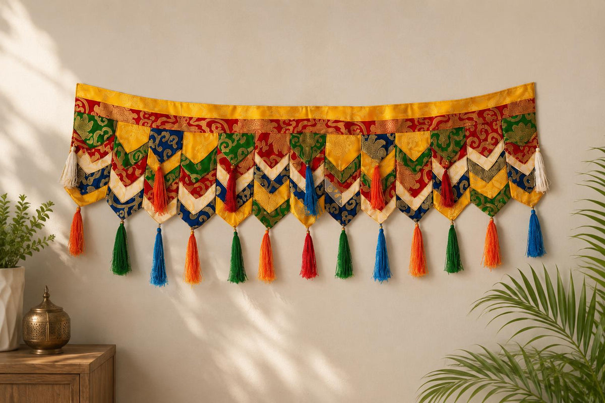 Handcrafted Tibetan Menchi Shamboo Door Hanging | Auspicious Entrance Decor, Buddhist Tassels