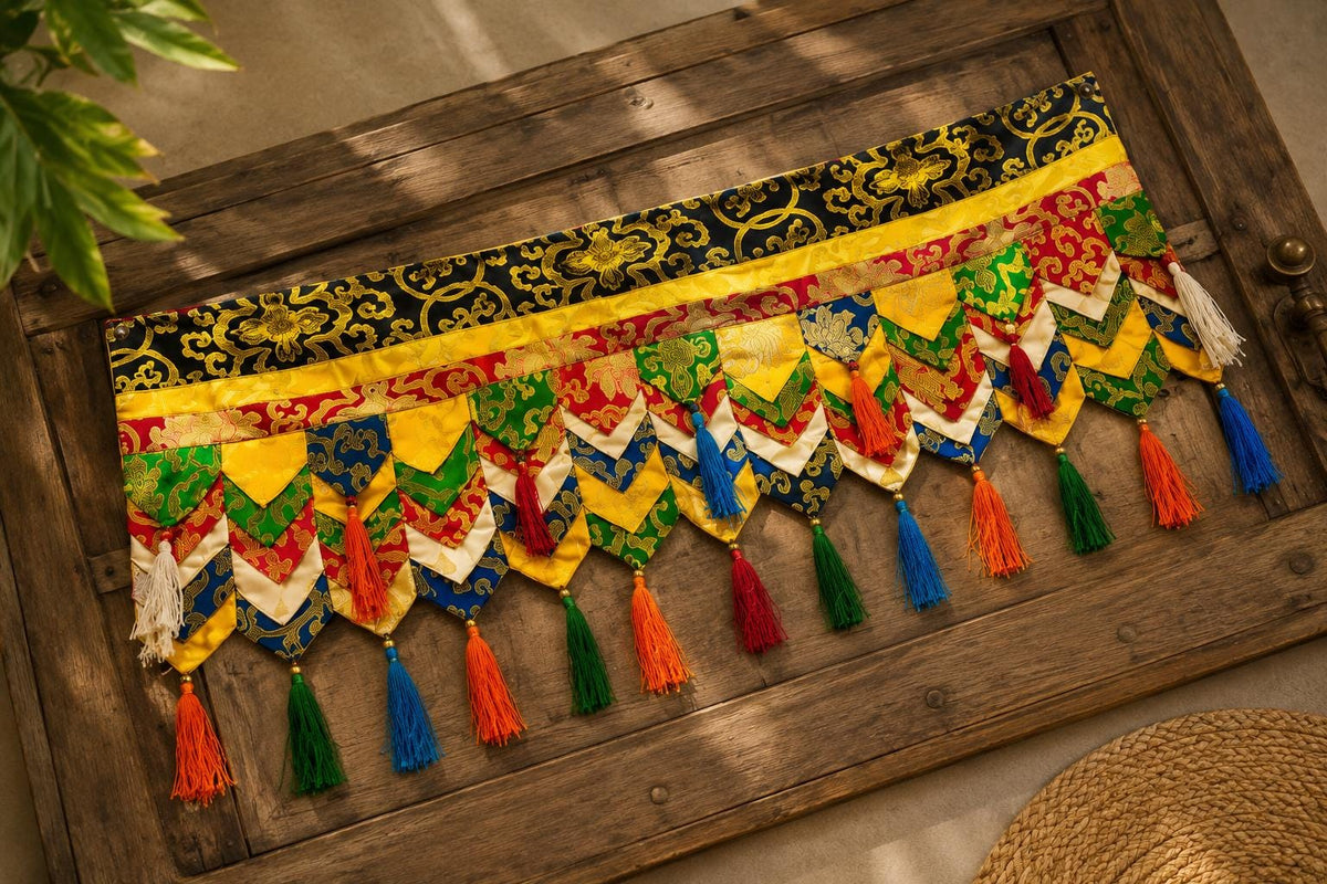 Handcrafted Tibetan Menchi Shamboo Door Hanging | Auspicious Entrance Decor, Buddhist Tassels