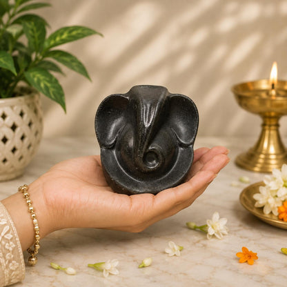 Hand-Carved Pyrite Ganesha Idol | Natural Crystal Statue for Home Temple, Meditation Altar