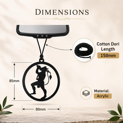 Jai Hanuman Car Hanging Pendant | Black Spiritual Rear View Mirror Charm