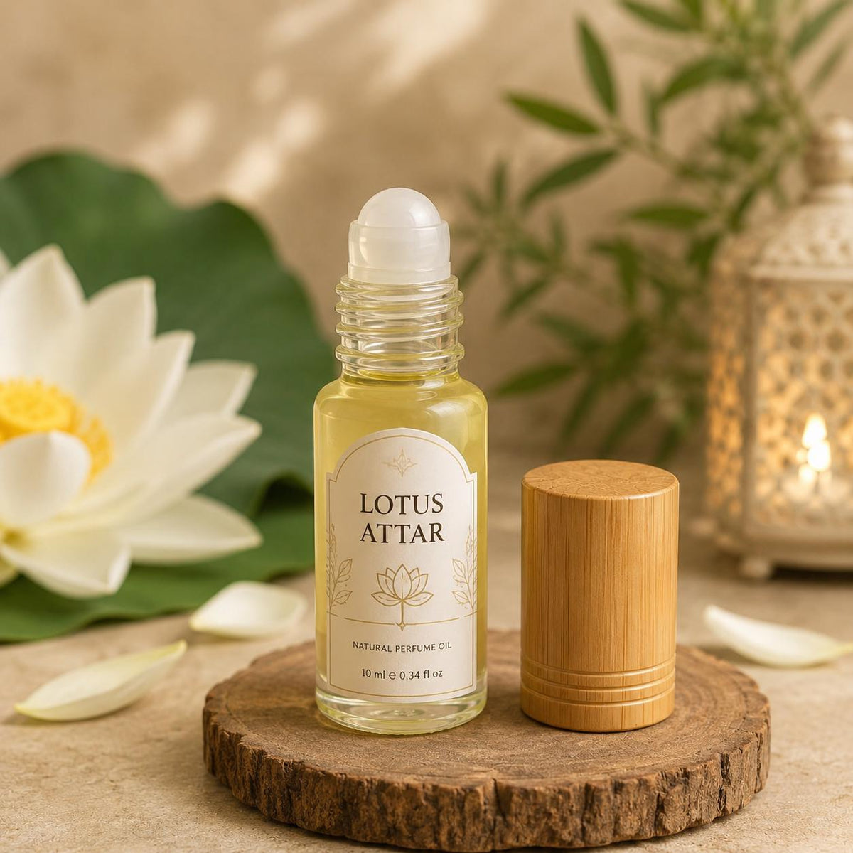 Lotus Attar Perfume Oil, Alcohol-Free Floral Fragrance, 3ml Roll-On (Pocket Fragrance)
