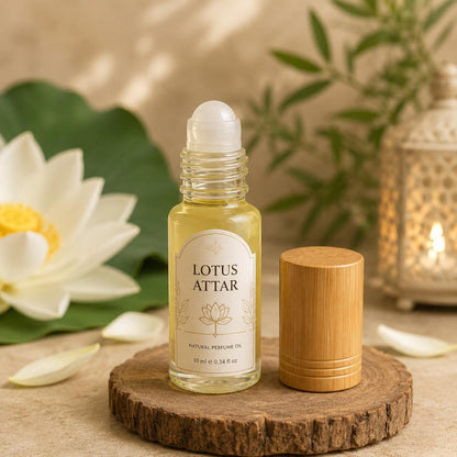 Lotus Attar Perfume Oil, Alcohol-Free Floral Fragrance, 3ml Roll-On (Pocket Fragrance)
