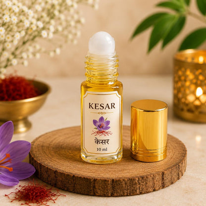 Pure Kesar Attar Oil | Natural Saffron Roll-On Perfume, Alcohol-Free, Unisex Fragrance