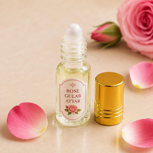 Rose Gulab Attar Perfume Oil | Indian Rose Fragrance, Alcohol-Free Roll-On