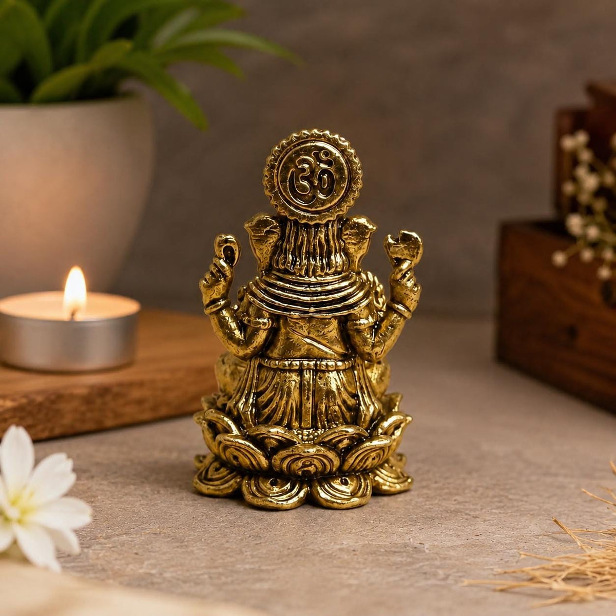Mini Brass Lord Ganesha Statue, Handcrafted Idol, Home Temple Decor, Office Desk, Spiritual Gift