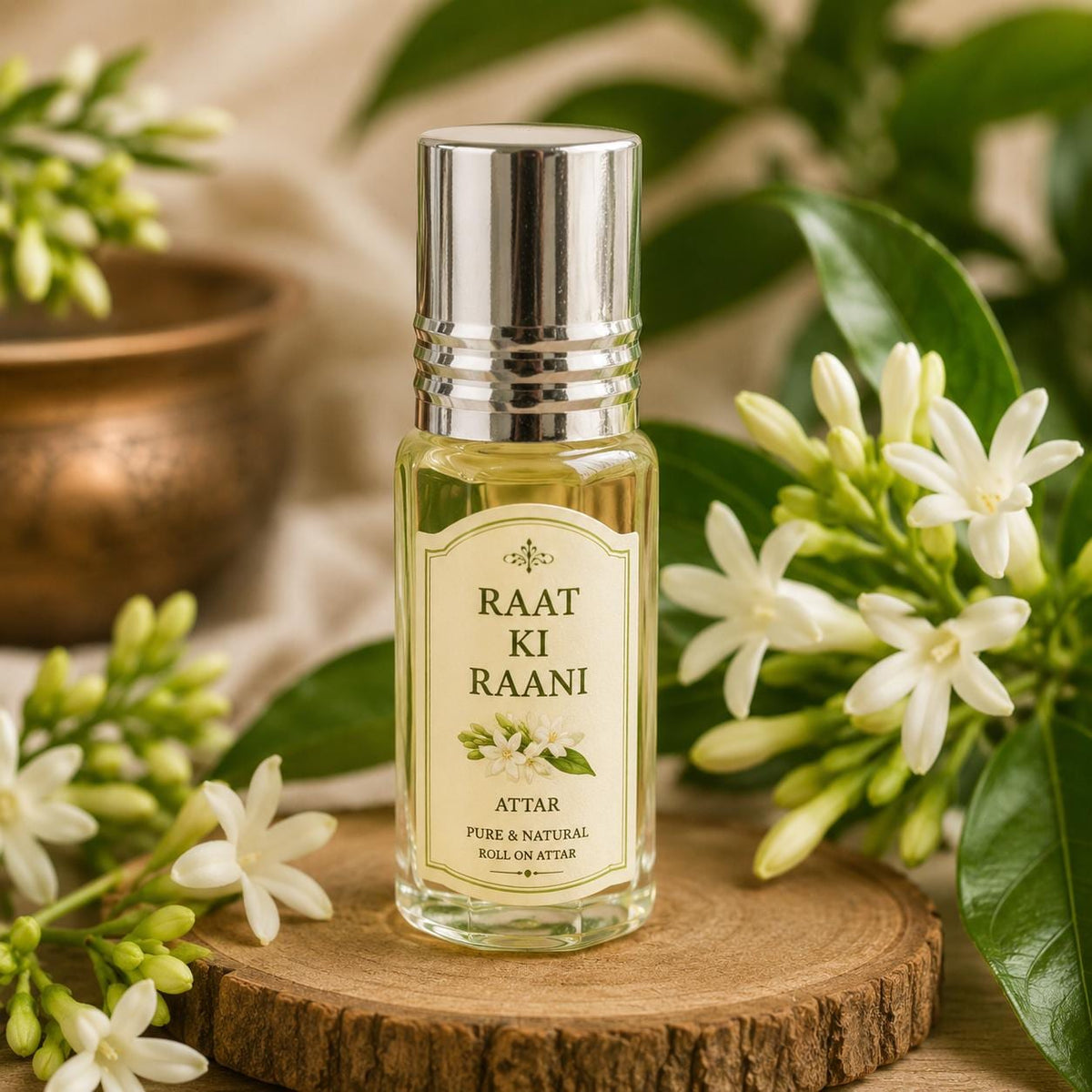 Raat Ki Rani Attar 3ml | Night Blooming Jasmine Perfume Oil, Hindu Puja Fragrance