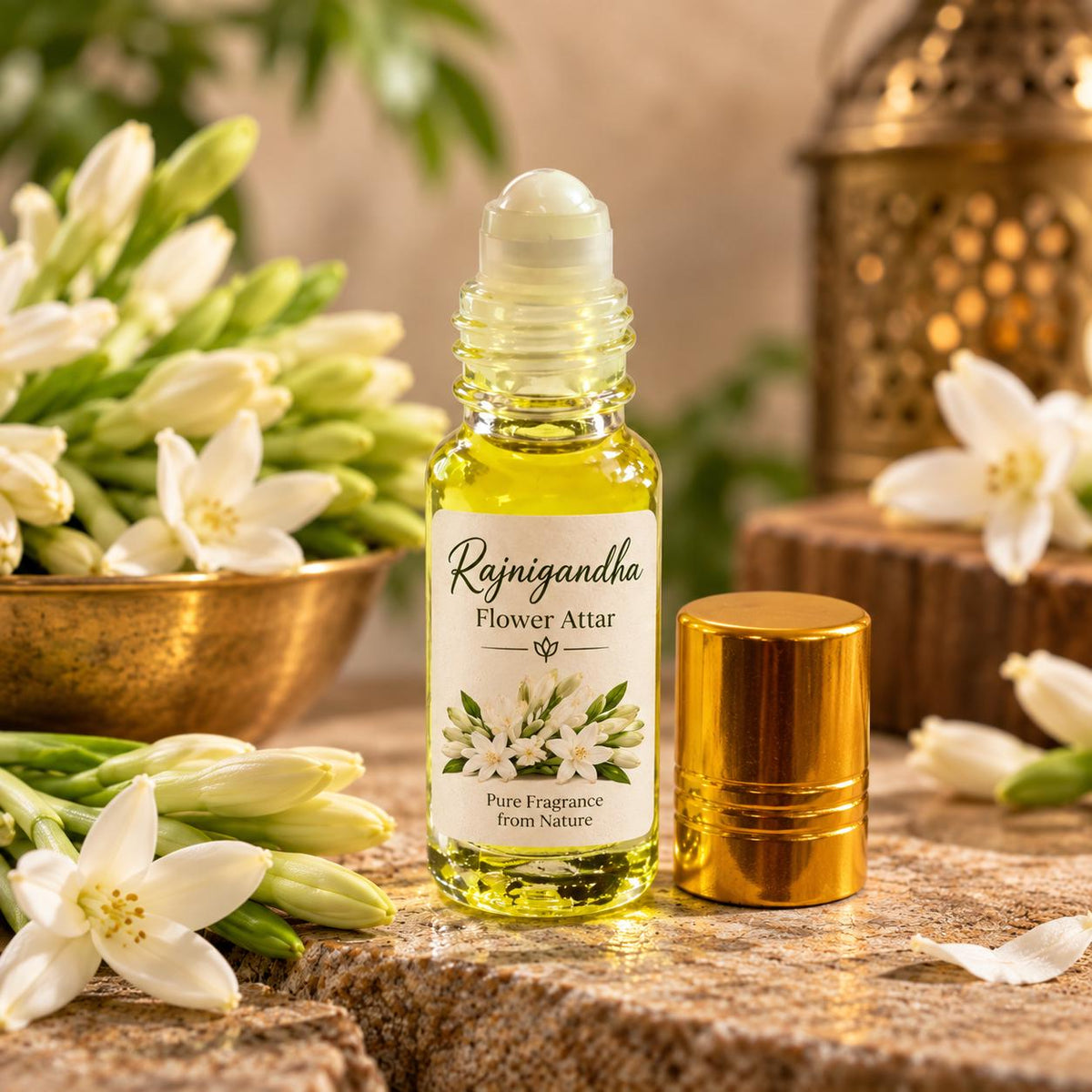 Rajnigandha Flower Attar – 3ml Tuberose Perfume Oil for Puja & Meditation