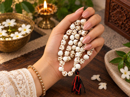 10mm Skull Mund Mala – Traditional Spiritual Necklace for Meditation & Kali Puja