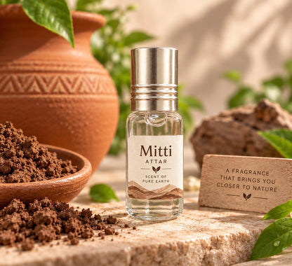Natural Mitti Attar – 3 ml Pure Indian Earth Ittar (Earthy, Woody, Grounding Fragrance)