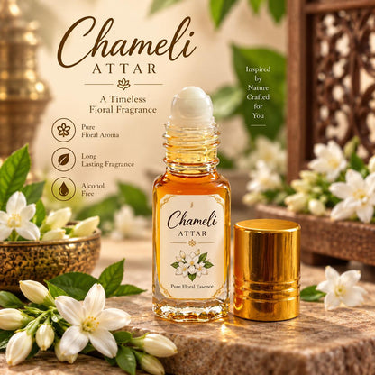 Chameli Attar Perfume Oil – 3 ml Jasmine Floral Essence (Indian Ittar)