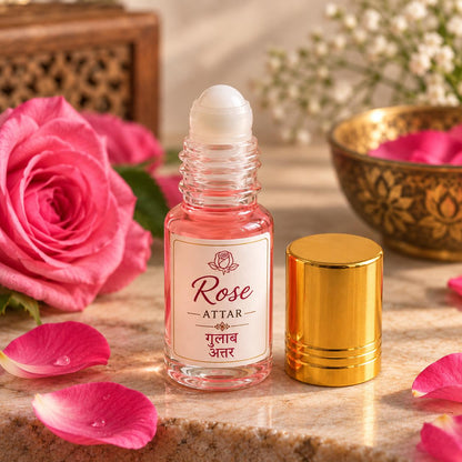 Pure Rose Attar – Traditional Indian Floral Perfume Oil (Roll-On)