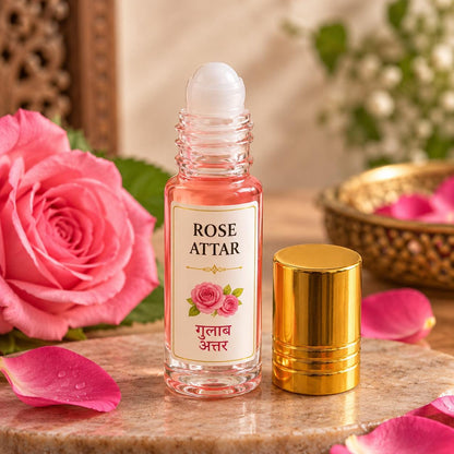Pure Rose Attar – Traditional Indian Floral Perfume Oil (Roll-On)