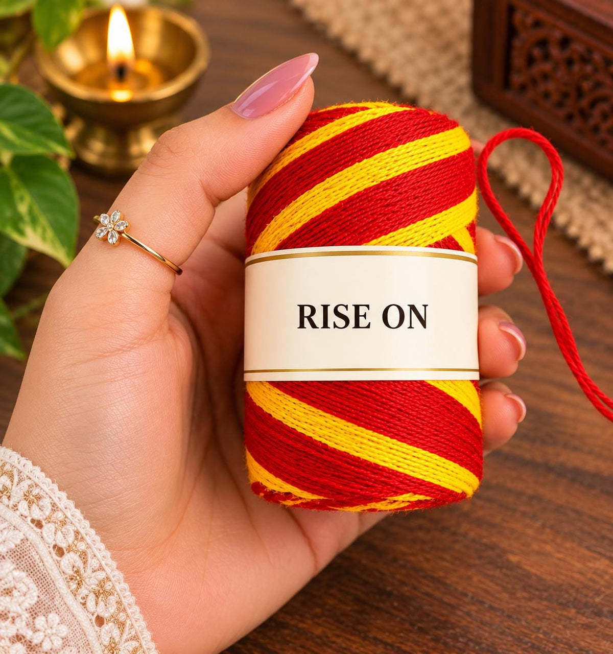 Pure Cotton Moli Kalawa Thread – Red Yellow Sacred Thread for Hindu Puja Rituals