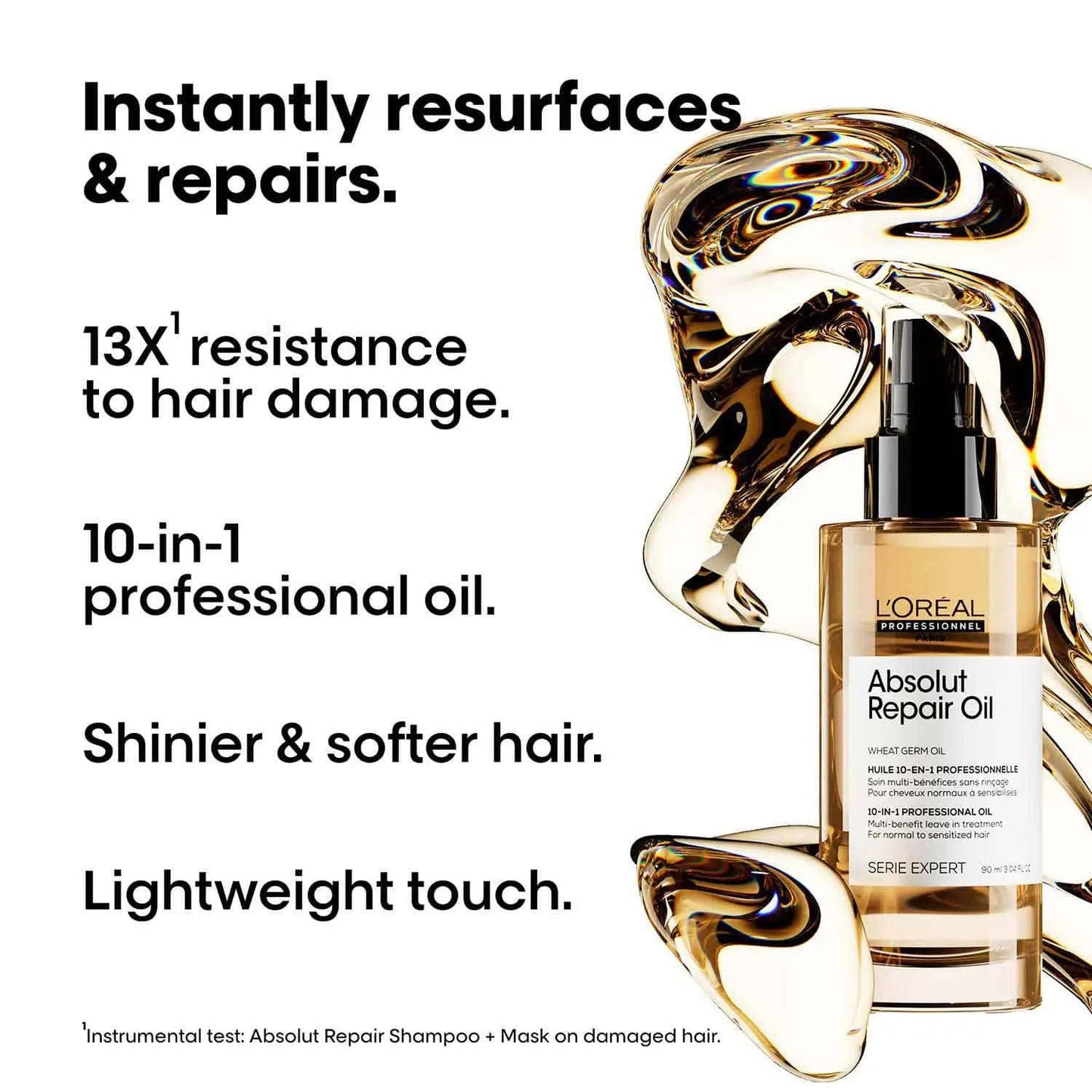 L'Oréal Professionnel Absolut Repair 10-in-1 Miracle Hair Oil | 90ml | Damaged Hair Treatment & Protection