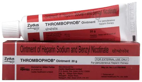 Zydus Thrombophob Ointment 20gm | Heparin Sodium Ointment for Clots, Swelling & Pain Relief – Red Pack